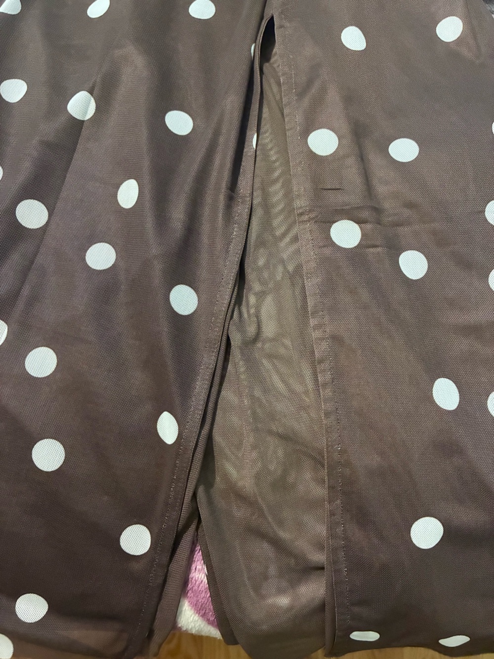 Caroline Constas Brown Maxi Mesh Coverup Dress with White Polka Dot Print - Picture 6 of 6